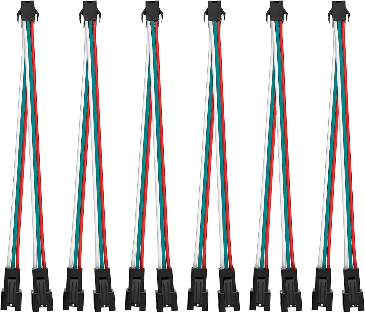 8Pcs JST SM 3Pin Splitter 1 to 2 Connectors 15cm for LED Strip Light | 22AWG Wire Female/Male, 5V-24V low voltage for WS2812B WS2811 WS2812 WS2814 SK6812 CCT LED , 3pin SM Splitter 1 to 2