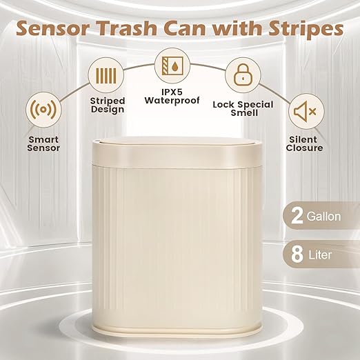 Bathroom Trash Can with Lid Automatic 2 Gallon Sensor Trash Bin, 7.5 Liter - Image 5