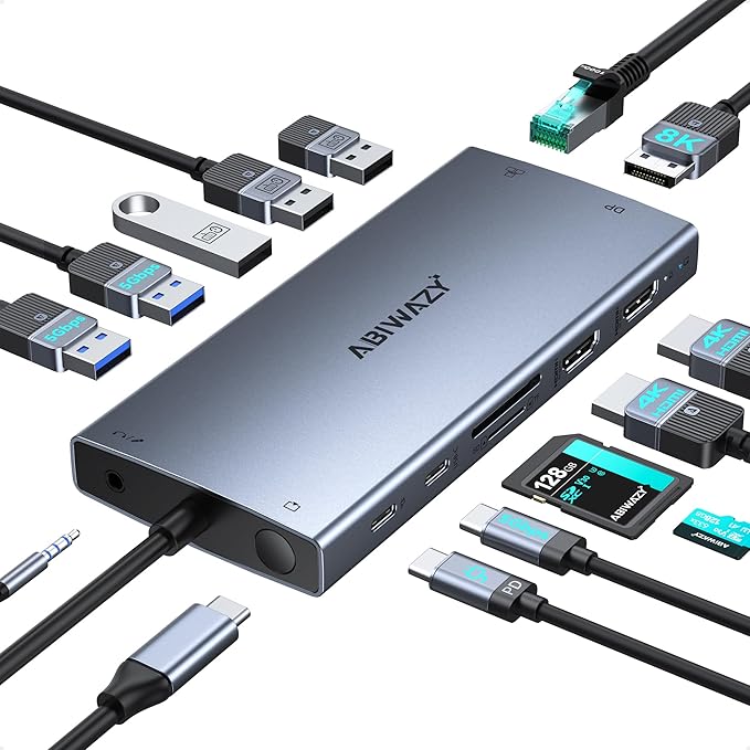 USB C Laptop Docking Station Dual Monitor by ABIWAZY