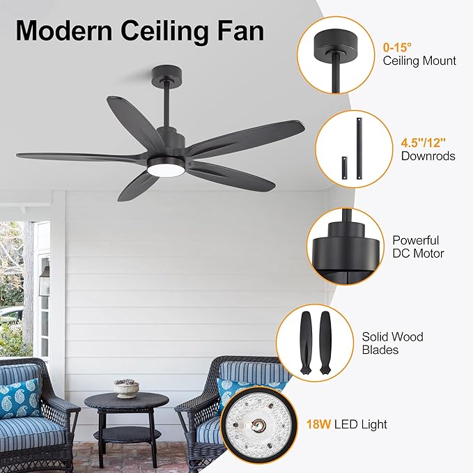 WINGBO 54" Ceiling Fan with Light - Image 8