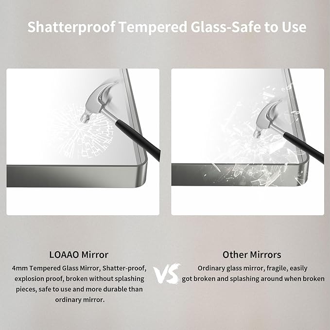 LOAAO 84X32 Inch Brushed Nickel Bathroom Mirror, Rounded Rectangle Silver Metal - Image 7