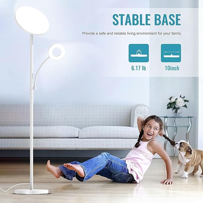 marctronic White Floor Lamp, 42W 4000LM Super Bright LED Room Lamp - Image 8