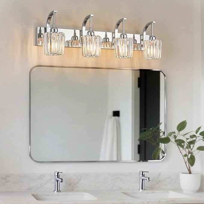 FDPBY Modern Bathroom Vanity Light, 4-Light Chrome Wall Sconce - Image 6