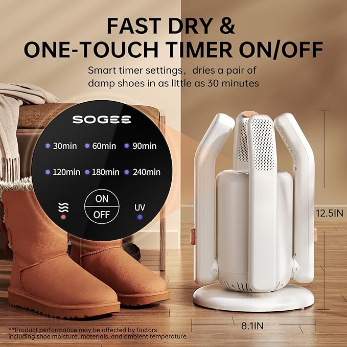 Sogee Boot Dryer, Shoe Dryer for Work Boots and Gloves, 2 * 24IN Retractable - Image 2