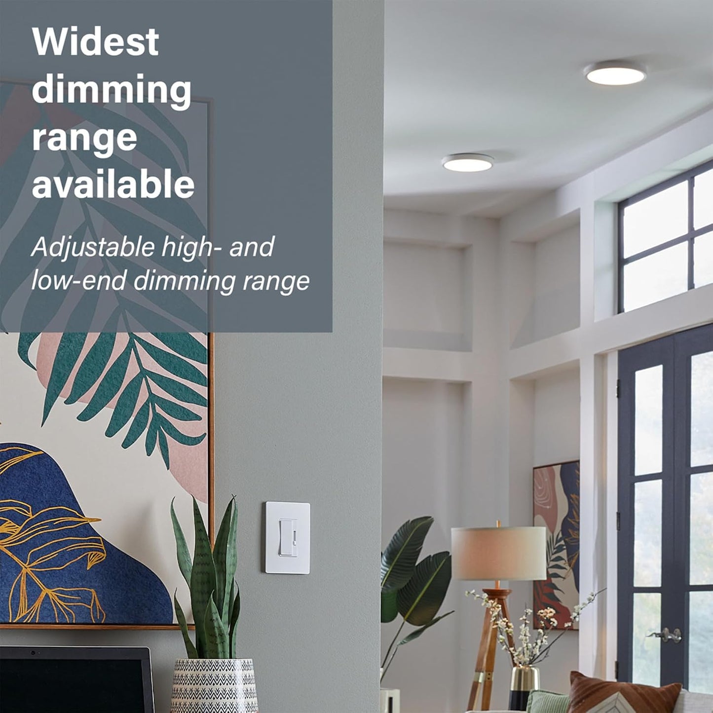 Legrand Radiant Ultimate Bathroom Bundle - Dimmer+Paddle Switch for Lights (150W), 4 Button Options Timer for Exhaust Fan, Matching 2 Gang Screwless Wall Plate, White