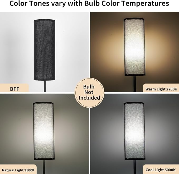 FRIDEKO HOME Floor Lamp with Black Shade, Simple Design with Foot Pedal Switch - Image 3