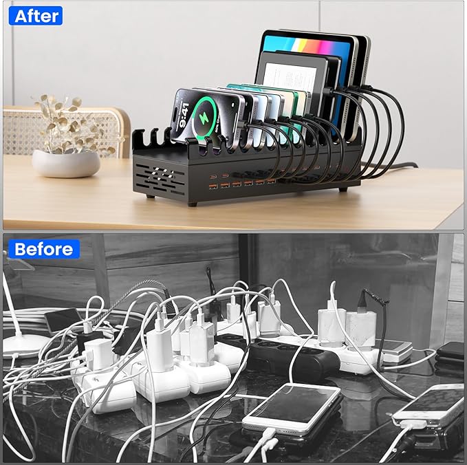 300W USB Charging Station for Multiple Devices, 24 Port USB C Fast Charging - Image 6