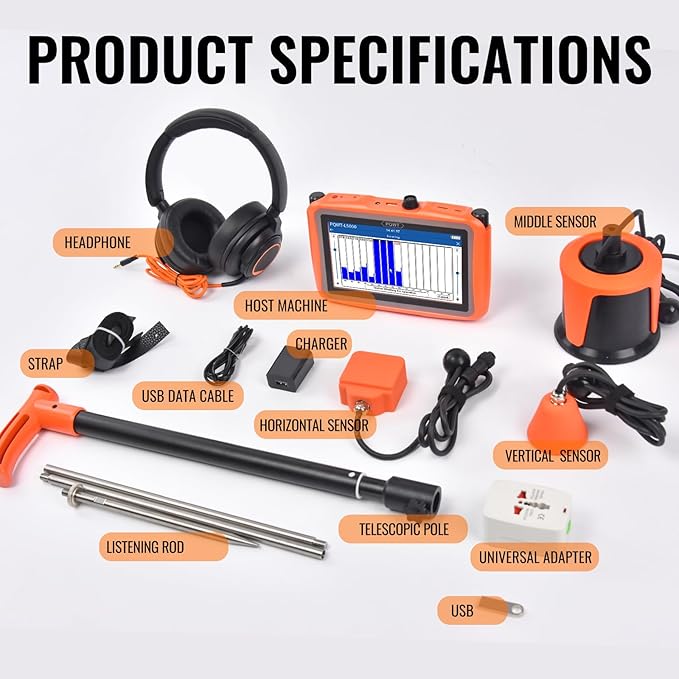 PQWT L5000 Underground Water Leak Detectors Indoor Outdoor Wall Water Pipe - Image 8