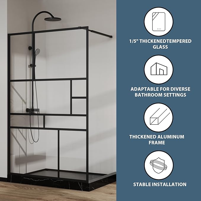 Goodyo 46 in. W x 72 in. H Bathroom Shower Glass Door Framed Tempered Clear - Image 3