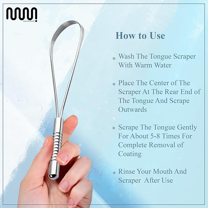 MasterMedi Tongue Scraper for Adults, 100% Stainless Steel Tongue Scrubber for - Image 5