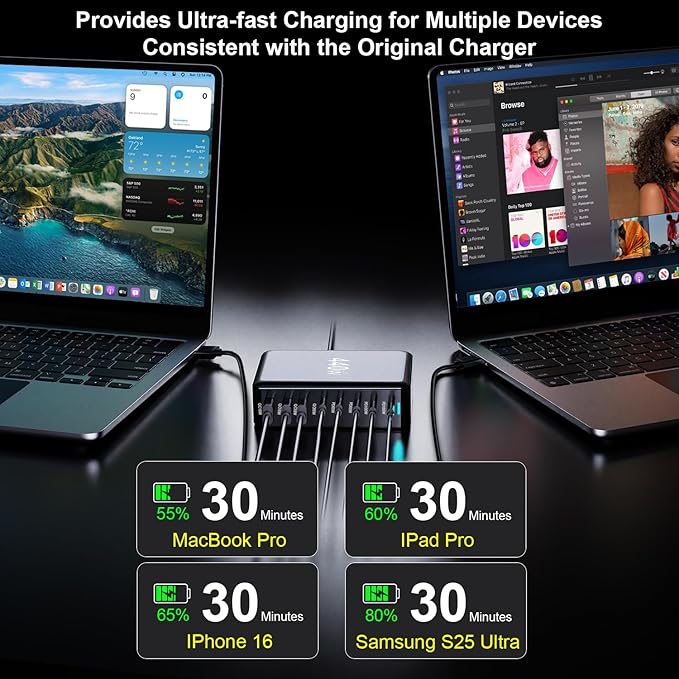 440W USB C Charger Block, 8-Port Fast USB Charging Station Dual PD 100W GaN Ⅲ - Image 4