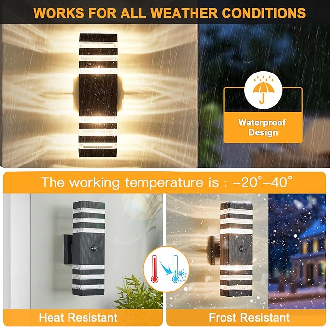 Delicavy Motion Sensor Outdoor Wall Light Fixture Up Down Porch Lights Modern - Image 5