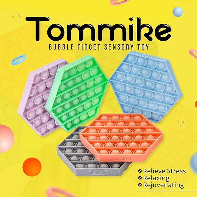 TOMMIKE Hexagon Push Pop Fidget Toy Bubble Sensory - Image 2