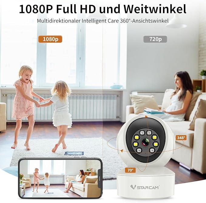 VSTARCAM 1080P One Lens Indoor Security Cameras Wireless WiFi, Color Night - Image 2