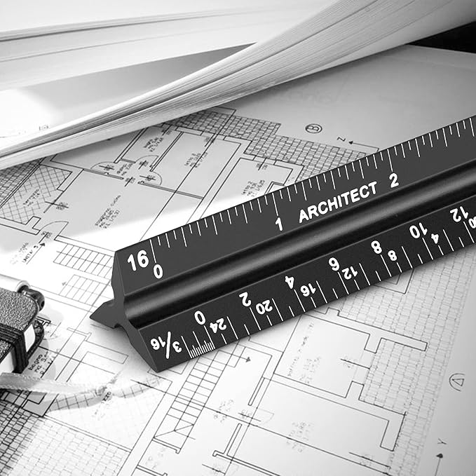12" Architectural Scale Ruler Aluminum Architect Scale Triangular Scale Ruler - Image 7