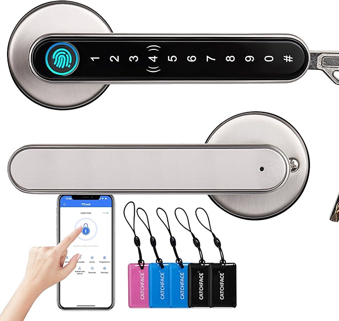 Smart Lock, CATCHFACE Fingerprint Door Lock TTLock Smart Door Knob Smart Door by CATCHFACELOCK