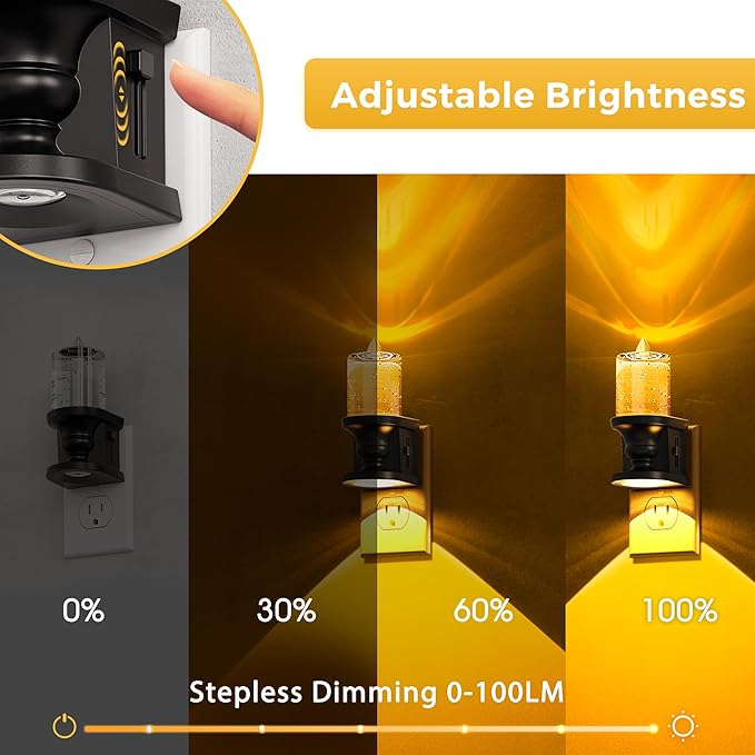 L LOHAS LED Flameless Candle Night Light, 2 Pack Amber Night Lights Plug into - Image 2