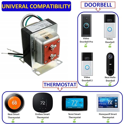 BOJACK 24V 40VA Thermostat and Doorbell Transformer, Power Supply Compatible - Image 2