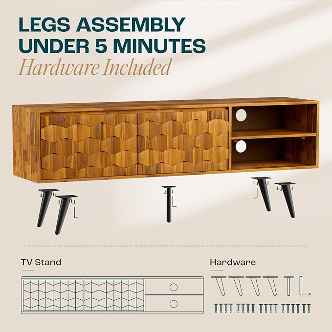 Bme Georgina Solid Wood, 10 Minutes Assembly Entertainment Center - Image 3