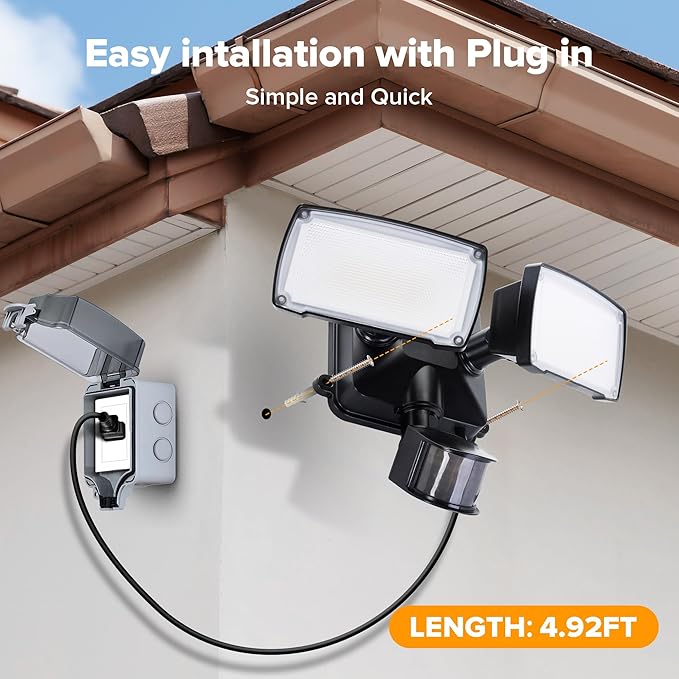 LUTEC 2 Pack 21W Plug in Motion Sensor Light Outdoor, Flood Lights Outdoor - Image 7