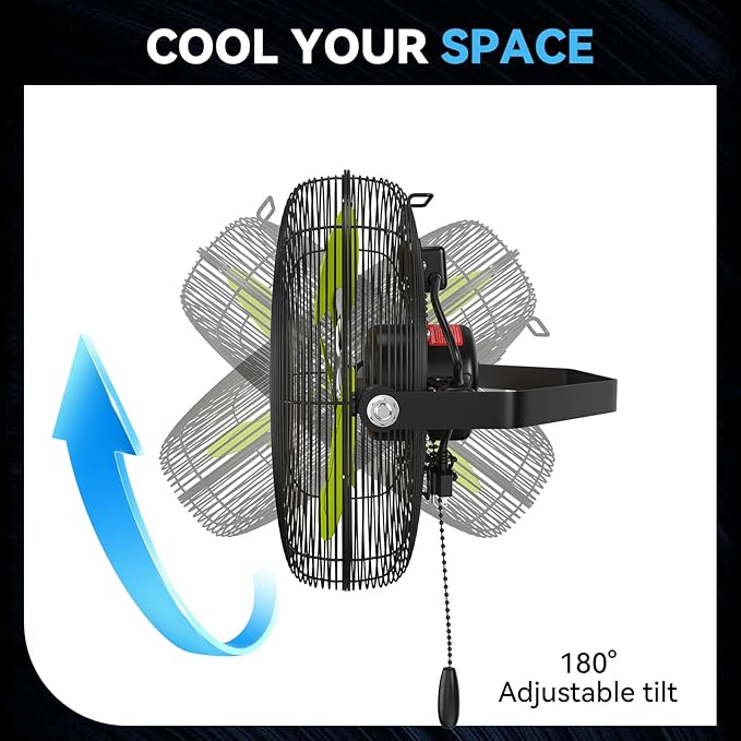Fanqiebros 12 IN High Velocity Wall Mount Fan, 3 Speed Industrial Wall Fan - Image 4
