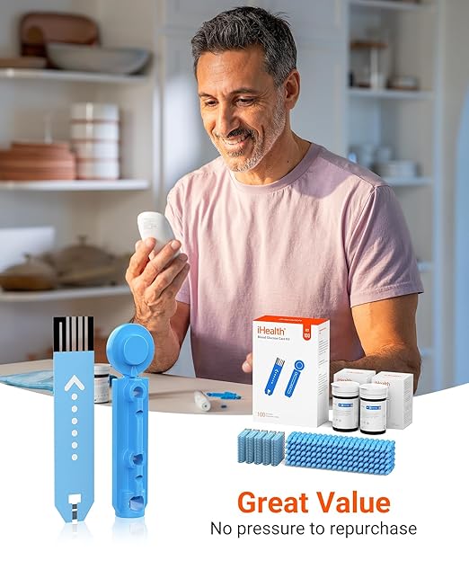 iHealth Acacia Blood Glucose Monitor Kit, 100 Glucometer Strips, 100 Lancets - Image 5