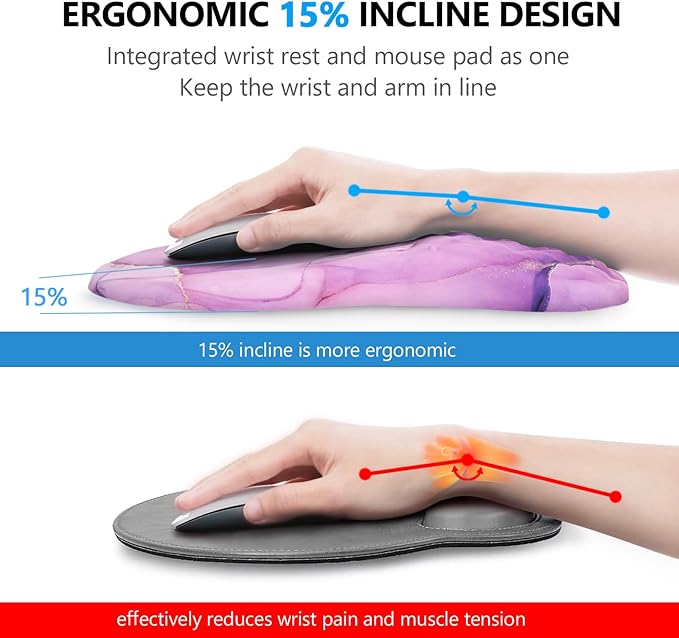 Mouse Pad Wrist Support, Laokiiy 2 in1 Keyboard Wrist Rest+ Ergonomic Mouse Pad - Image 2
