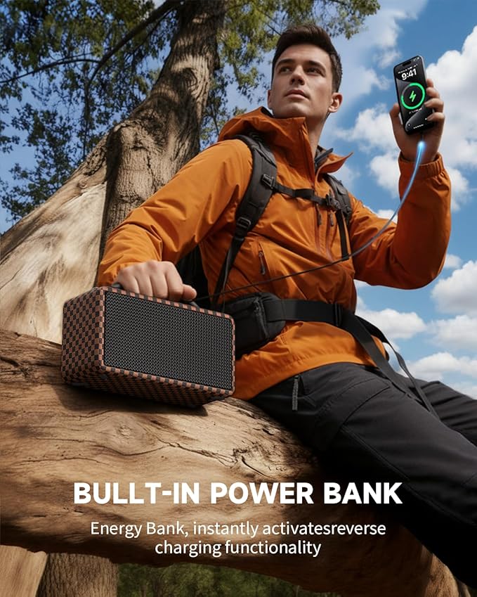 DINDIN Portable Bluetooth Speaker： 80W, 20H Playtime, Wireless Big Wood Boombox - Image 6