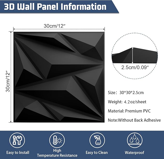 33 Pack 3D Textured Wall Panels 12x12'' – Durable PVC Wall Coverings, Easy - Image 4
