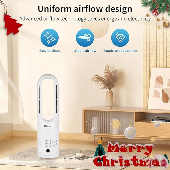 Hiluce All Season Bladeless Fan, 1400W Space Heater & 40W Tower Fan Combo - Image 8