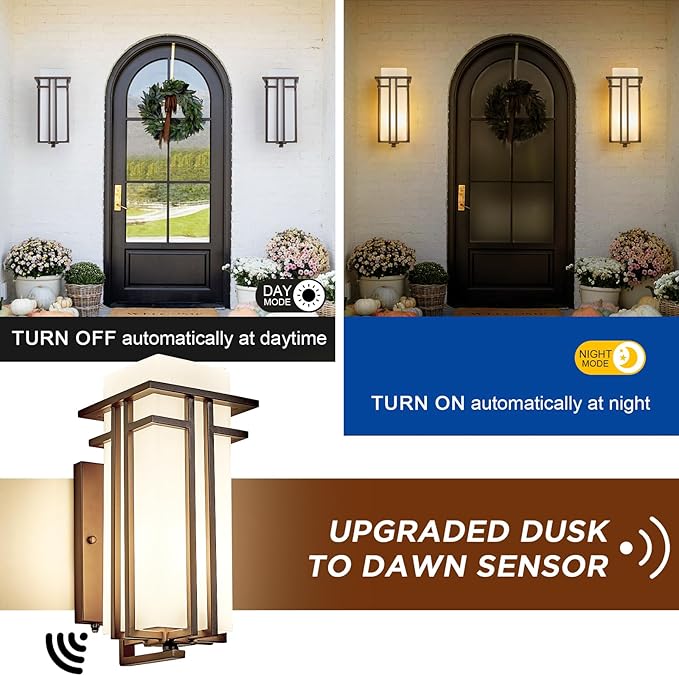 15.35"H Matte Brown Outdoor Wall Light Large Outdoor Wall Lantern Oil Rubbed - Image 2