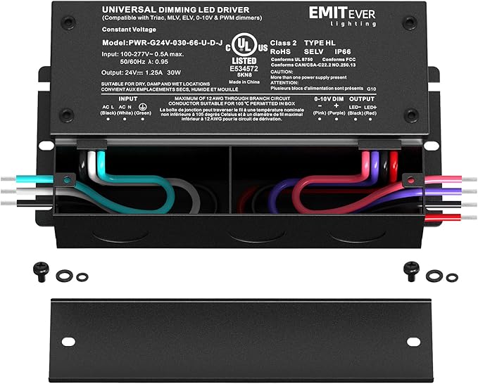 EMITEVER Dimmable Led Driver, 2 Packs 30W AC 110V-277V to DC 24V Transformer - Image 2