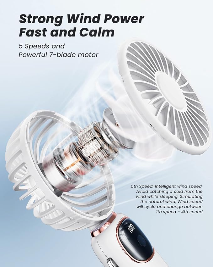 coldSky Portable Handheld Fan, 4000mAh Battery Operated 3 in 1 Multifunction - Image 7