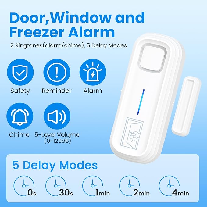 Sanjie Door Alarm with Instant and Delayed Alerts 30s/1min/2min/4min, Door - Image 3