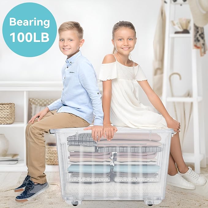 Nazhura 97Quart Plastic Storage Bin, Stackable and Nestable Storage Boxes - Image 9