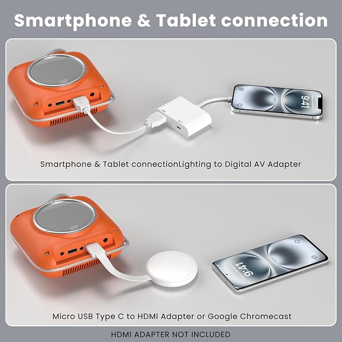 HOMPOW Mini Projector with Two -Way Bluetooth, Portable Projector - Image 3