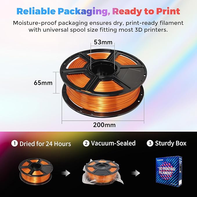 Flashforge 3D Printer Filament Silk PLA 1.75mm 1kg Spool-Dimensional Accuracy - Image 7