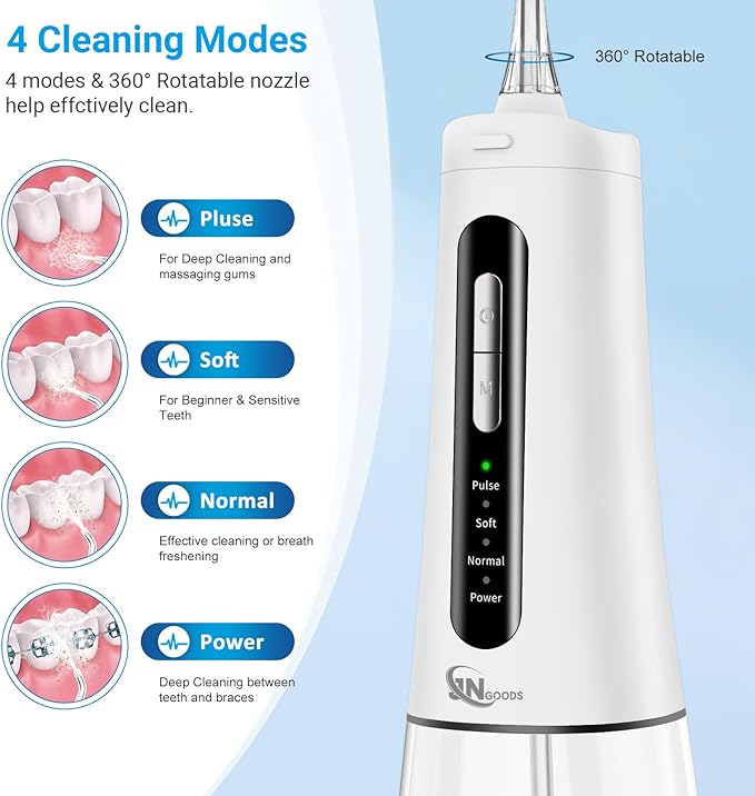 JNGOODS Cordless Water Dental Flosser Oral irrigator, JNGOODS 300ml - Image 3