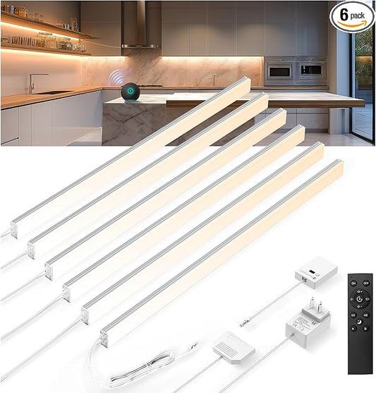 V4light Plug in Under Cabinet Lighting, 6 Pack 12 Inch Ultra-Slim LED Light Bars by V4light