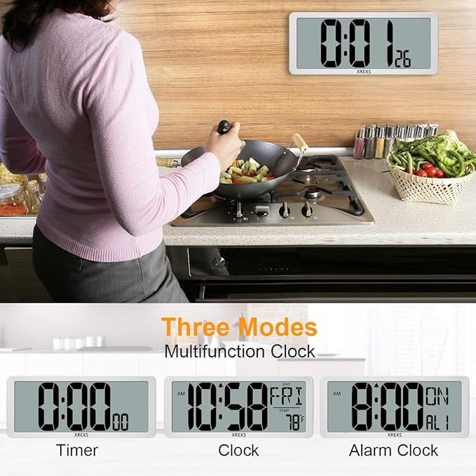 Large Digital Wall Clock, Electronic Alarm Clocks - Image 5