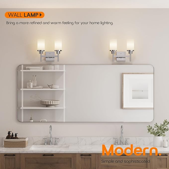 AONEON Vanity Lights Polished Chrome Bathroom Light Fixtures - Image 2