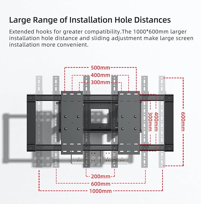HILLPORT 98 100 110 TV Wall Mount 120 130 inch Full Motion Ultrathin Bracket - Image 4