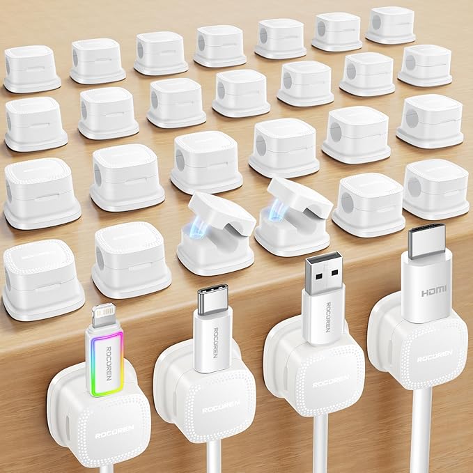30 Pack Cable Management Cord Organizer, Magnetic Cable Clips-1s Lock, Rocoren by Rocoren