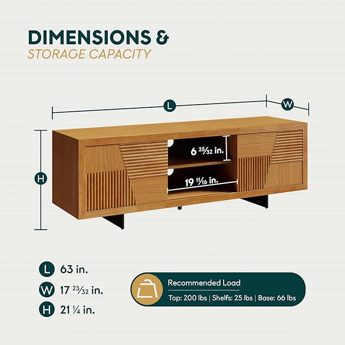 Bme Trapeze TV Stand for Living Room – Wooden Media Console - Image 2