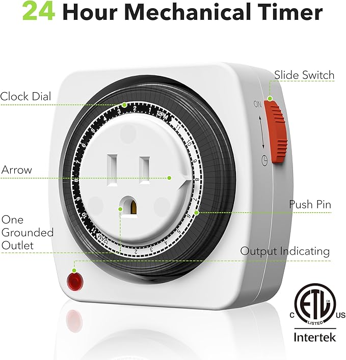 BN-LINK Outlet Timer Indoor, 24-Hour Heavy Duty Mechanical Light Timer - Image 2