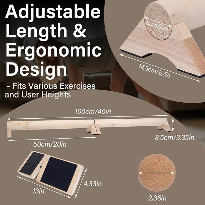 40-Inch Wooden Balance Beam Set, Two 20-Inch Connectable Sections, Natural - Image 3