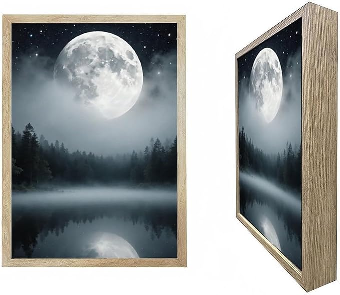 URVIP LED Glowing Photo Frame, 3D Starry-Sky Moon Lake Misty Forest Wall Art by URVIP