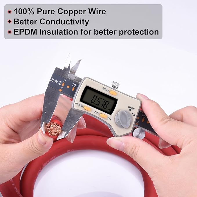 Shirbly 4/0 Gauge Battery Cable, 10FT Red + 10FT Black 4/0 AWG Pure Copper Wire - Image 3