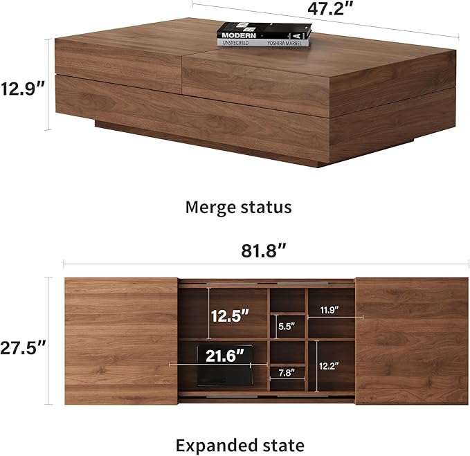 gaoyangjiaju Mid-Century Modern 94.48" TV Stand and Expandable Coffee Table Set - Image 3