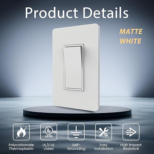 ThunderWay 3 Way Matte White Light Switch - Image 2